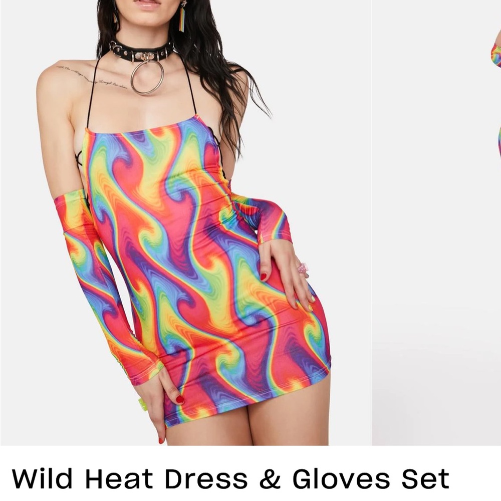 Dolls Kill Wild Heat Dress and Glove set